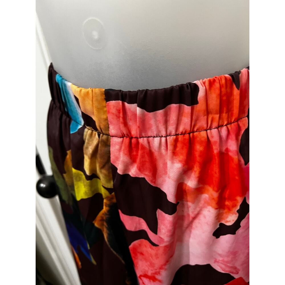 Micas Floral Print High Waisted Straight Leg Pants Large loose fit chiffon NWT - Picture 6 of 11